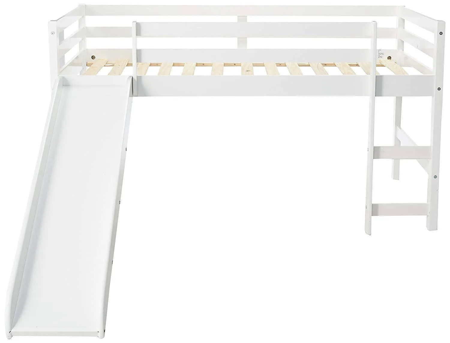 Bailey White Loft Bed with Slide