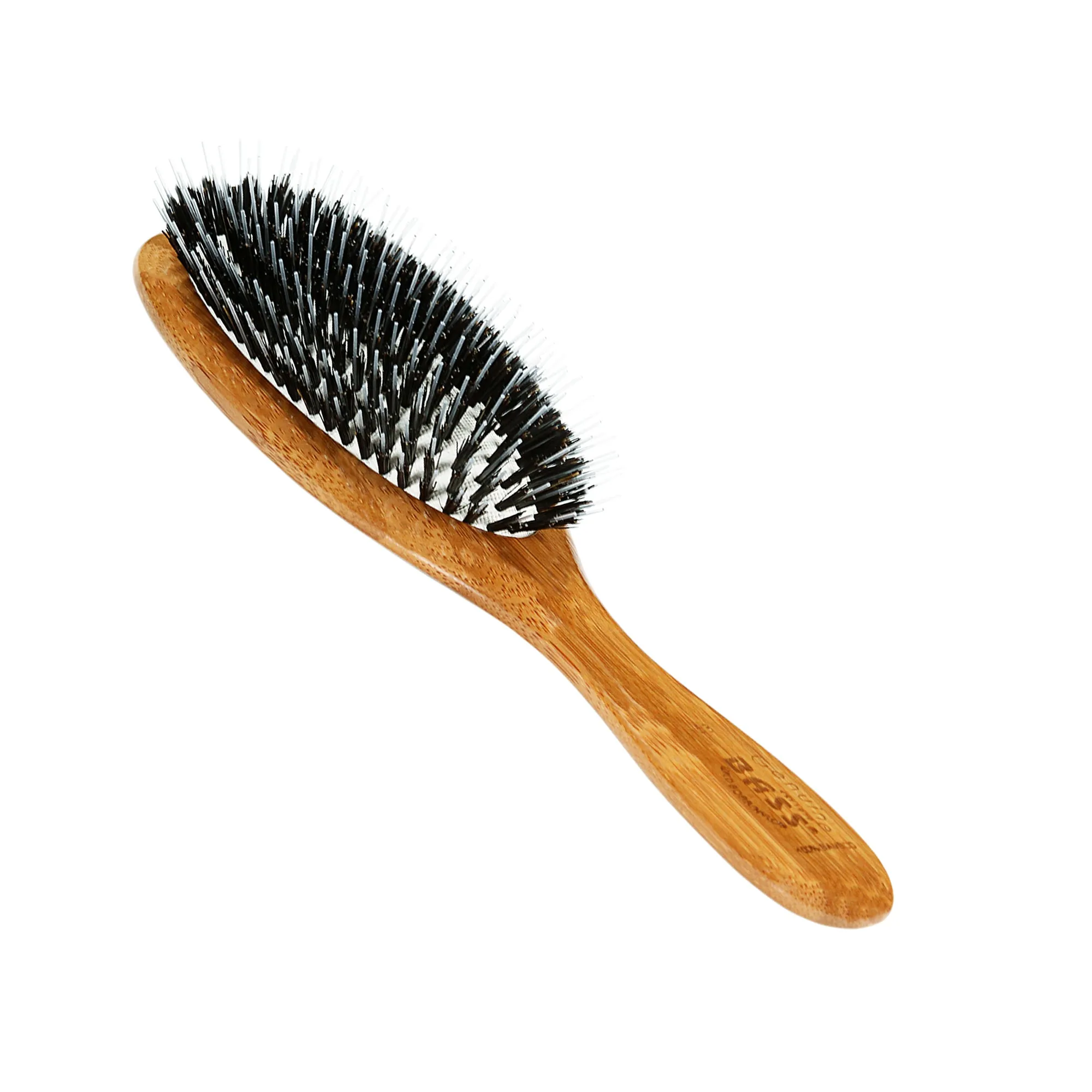 Bass Brushes Bass 53 Dark Bamboo | Medium Oval Hairbrush with Natural Bristle   Nylon Pin