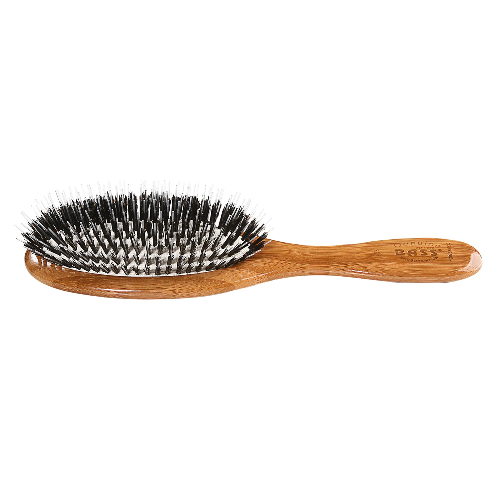 Bass Brushes Bass 53 Dark Bamboo | Medium Oval Hairbrush with Natural Bristle   Nylon Pin