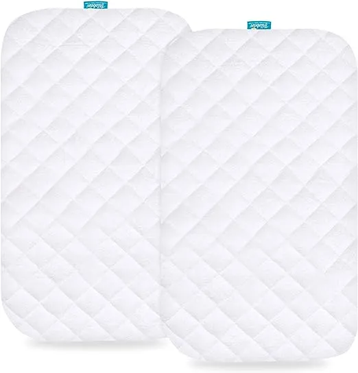 Bassinet Mattress Pad Cover - Fits 4moms Breeze Plus Bassinet, 2 Pack, Bamboo, Waterproof