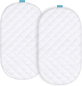 Bassinet Mattress Pad Cover - Fits Munchkin Brica Fold N' Go Travel Bassinet, 2 Pack, Bamboo, Waterproof