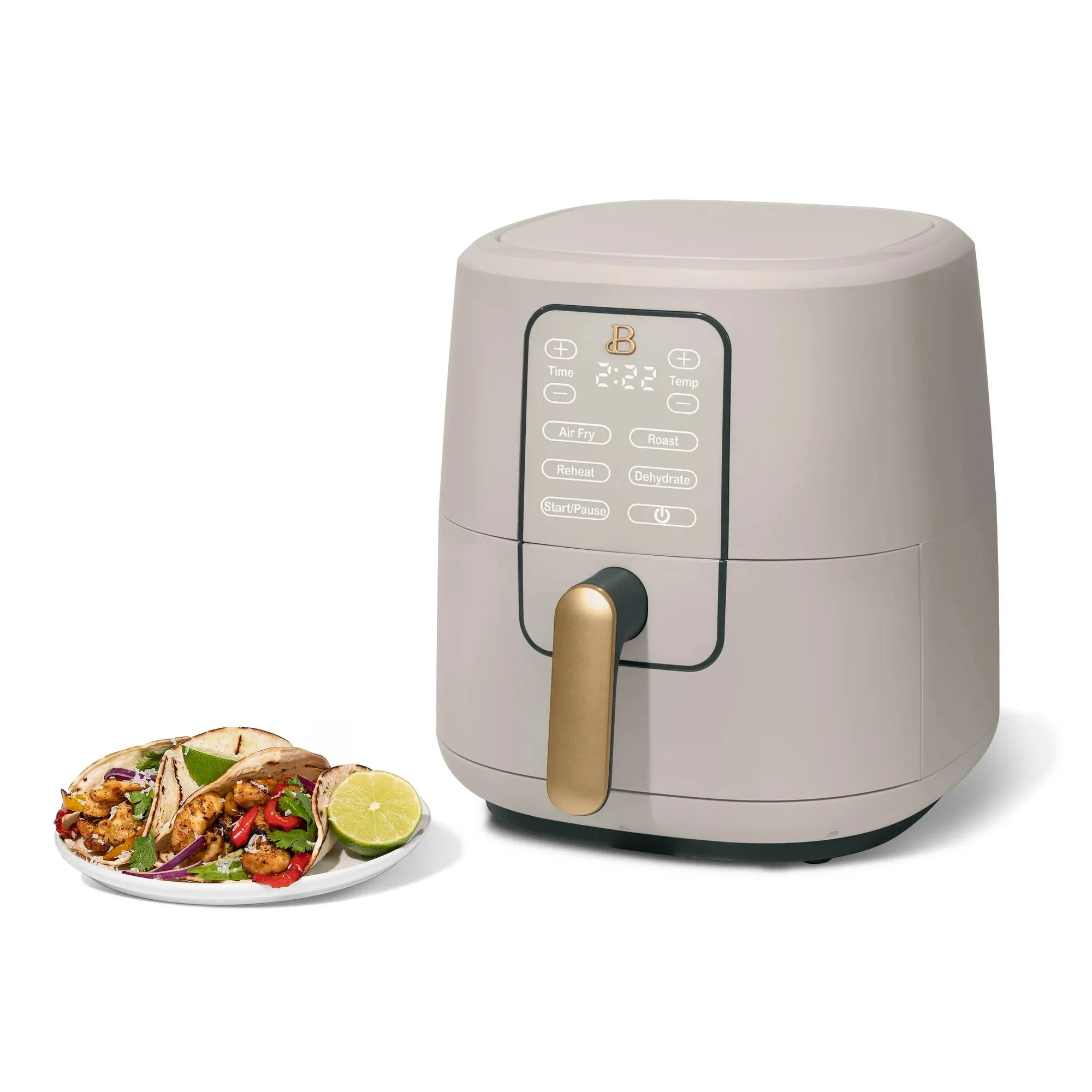 Beautiful 19452 6 Qt Air Fryer with Turbo Crisp Technology and Touch-Activated Display, Porcini Taupe