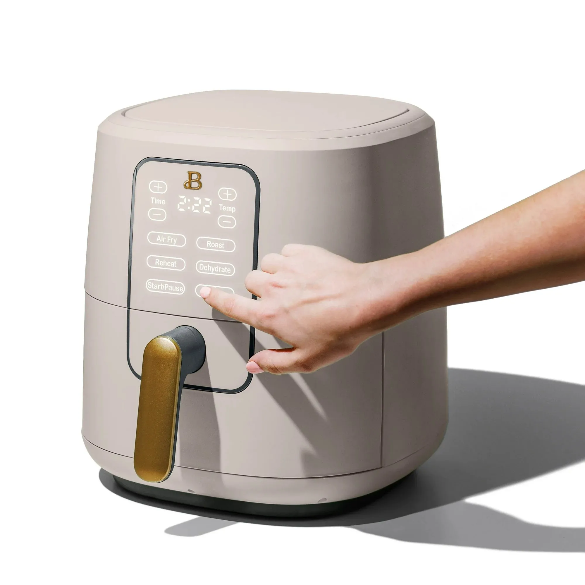 Beautiful 19452 6 Qt Air Fryer with Turbo Crisp Technology and Touch-Activated Display, Porcini Taupe