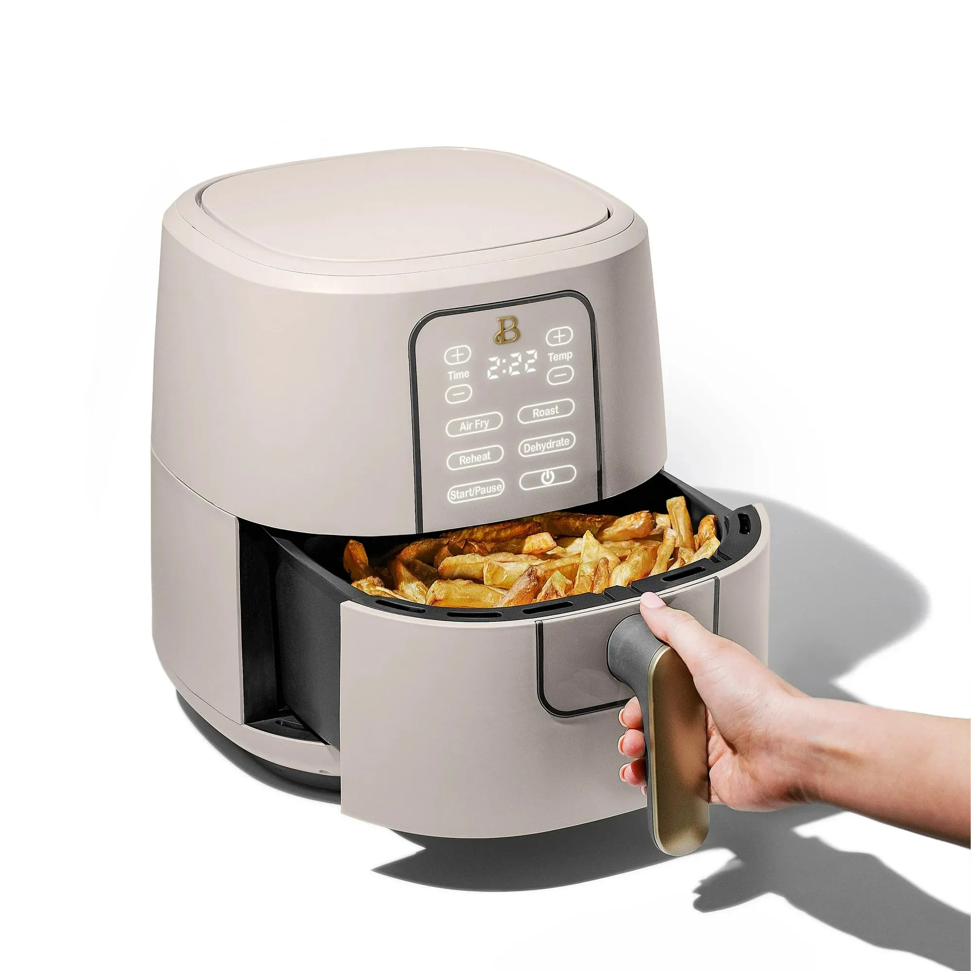 Beautiful 19452 6 Qt Air Fryer with Turbo Crisp Technology and Touch-Activated Display, Porcini Taupe