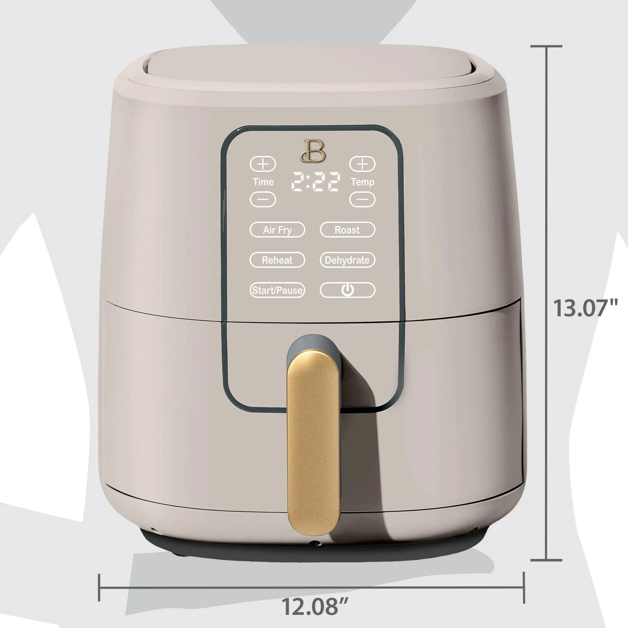 Beautiful 19452 6 Qt Air Fryer with Turbo Crisp Technology and Touch-Activated Display, Porcini Taupe