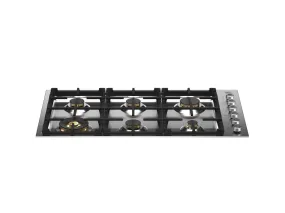 Bertazzoni PROF366QBXT 36 Drop-In Gas Cooktop 6 Brass Burners Stainless Steel