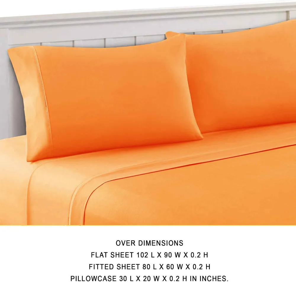 Bezons 4 Piece Queen Size Microfiber Sheet Set By Casagear Home, Orange