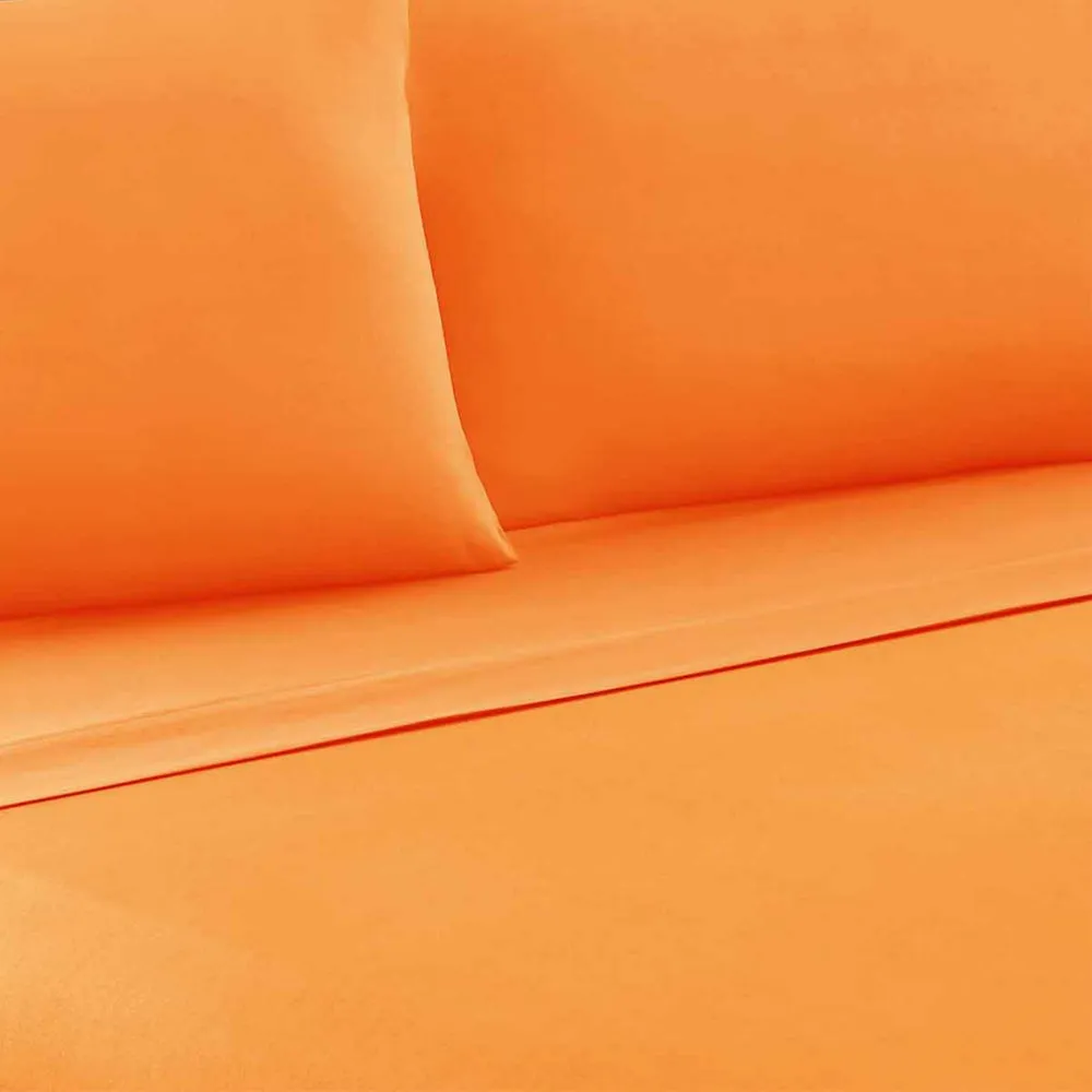 Bezons 4 Piece Queen Size Microfiber Sheet Set By Casagear Home, Orange