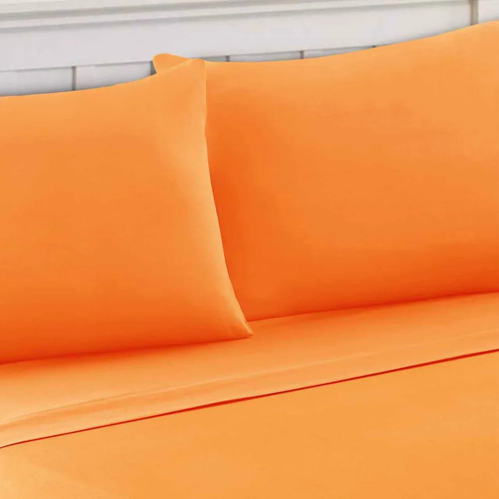 Bezons 4 Piece Queen Size Microfiber Sheet Set By Casagear Home, Orange