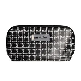 Black Clutch With White Logo Pattern