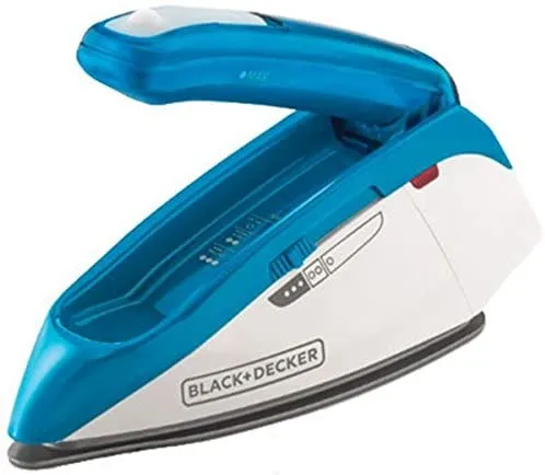 Black Decker, 1085W Dual Voltage Travel Steam Iron, Blue, TI250