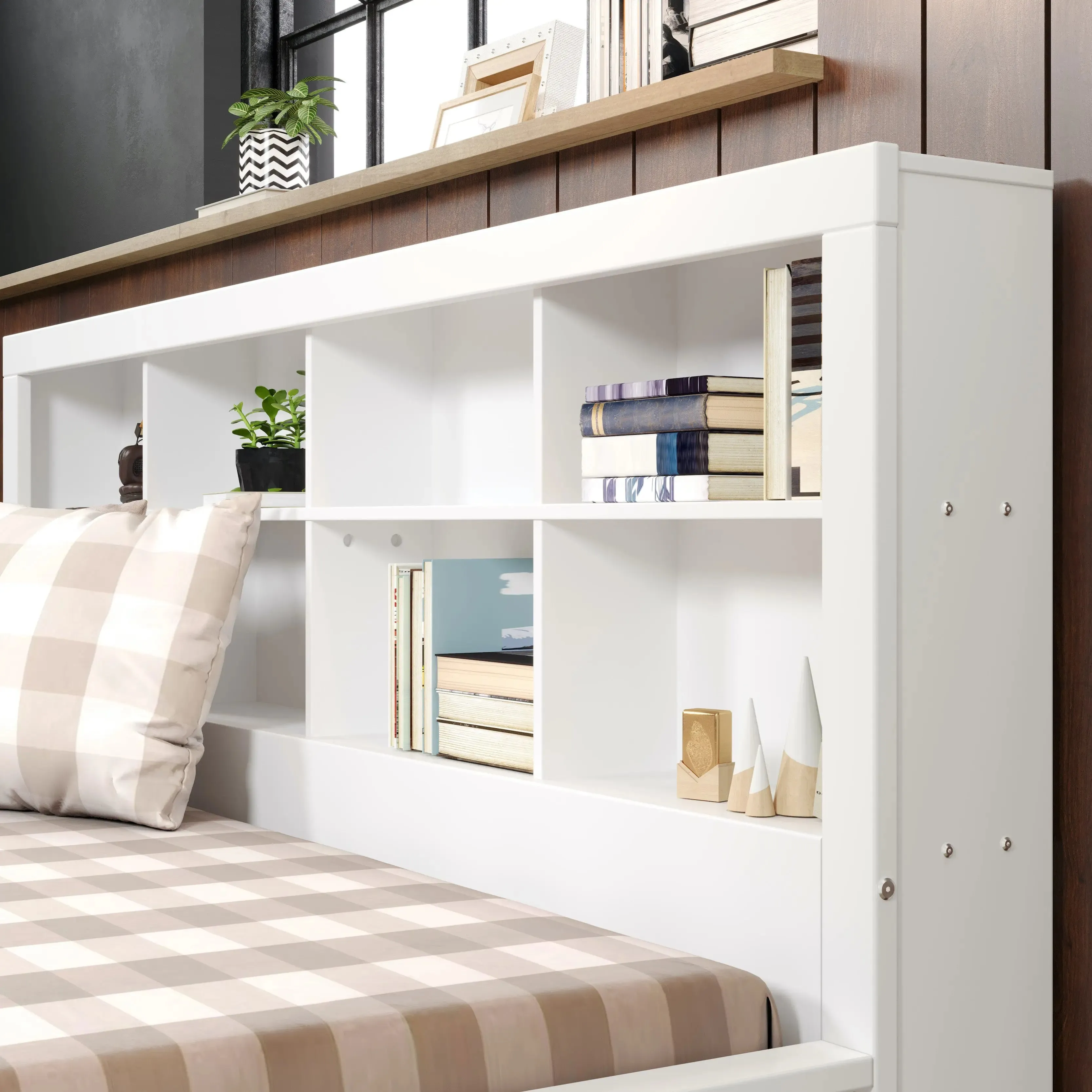 Bo Twin Bed Frame with Bookcase Headboard