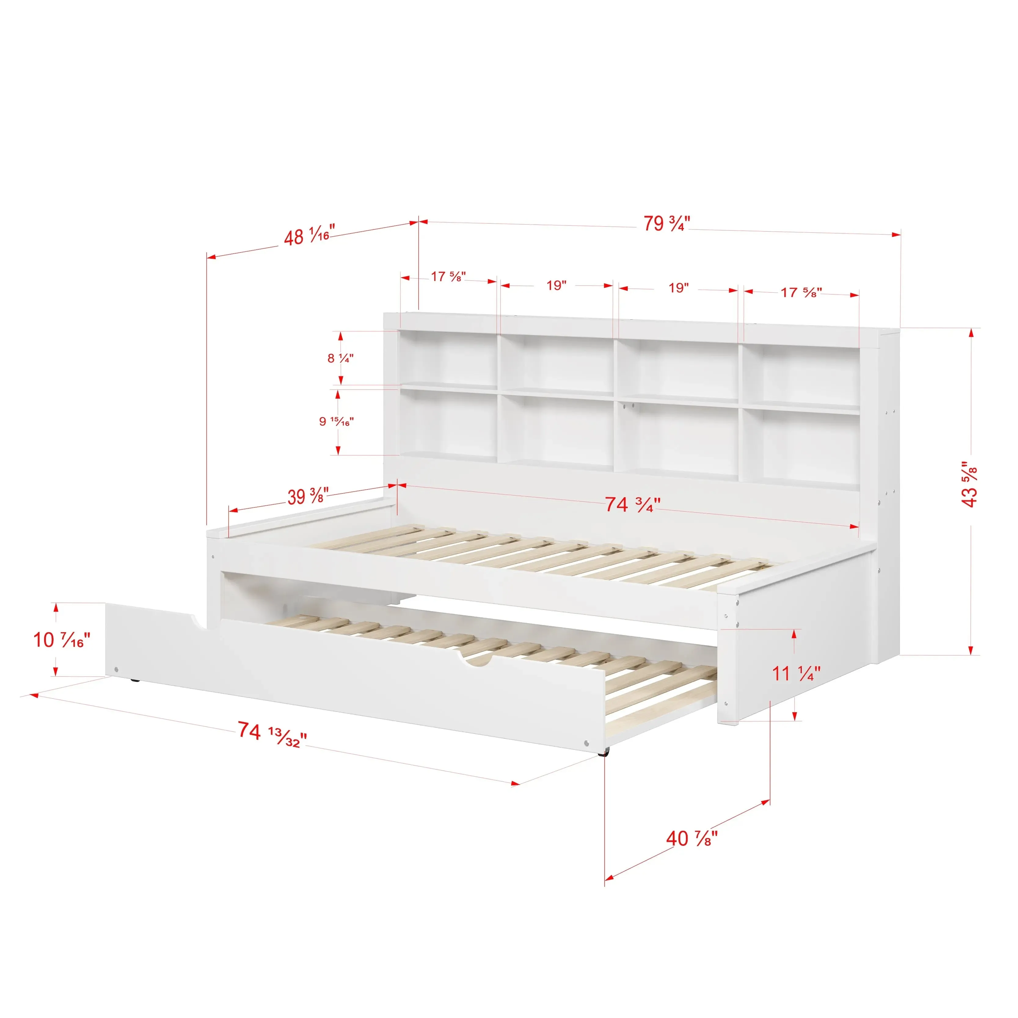 Bo Twin Bed Frame with Bookcase Headboard