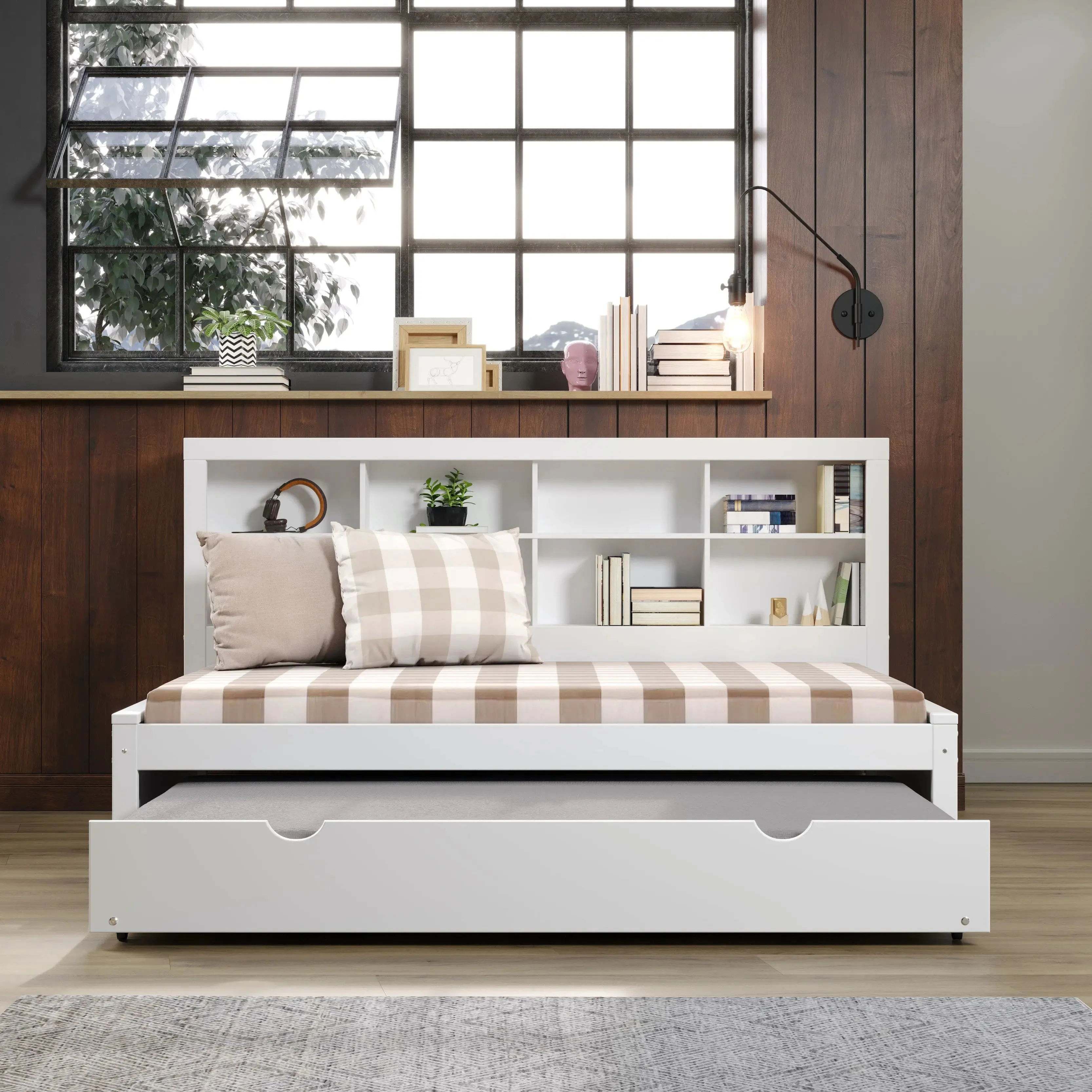 Bo Twin Bed Frame with Bookcase Headboard