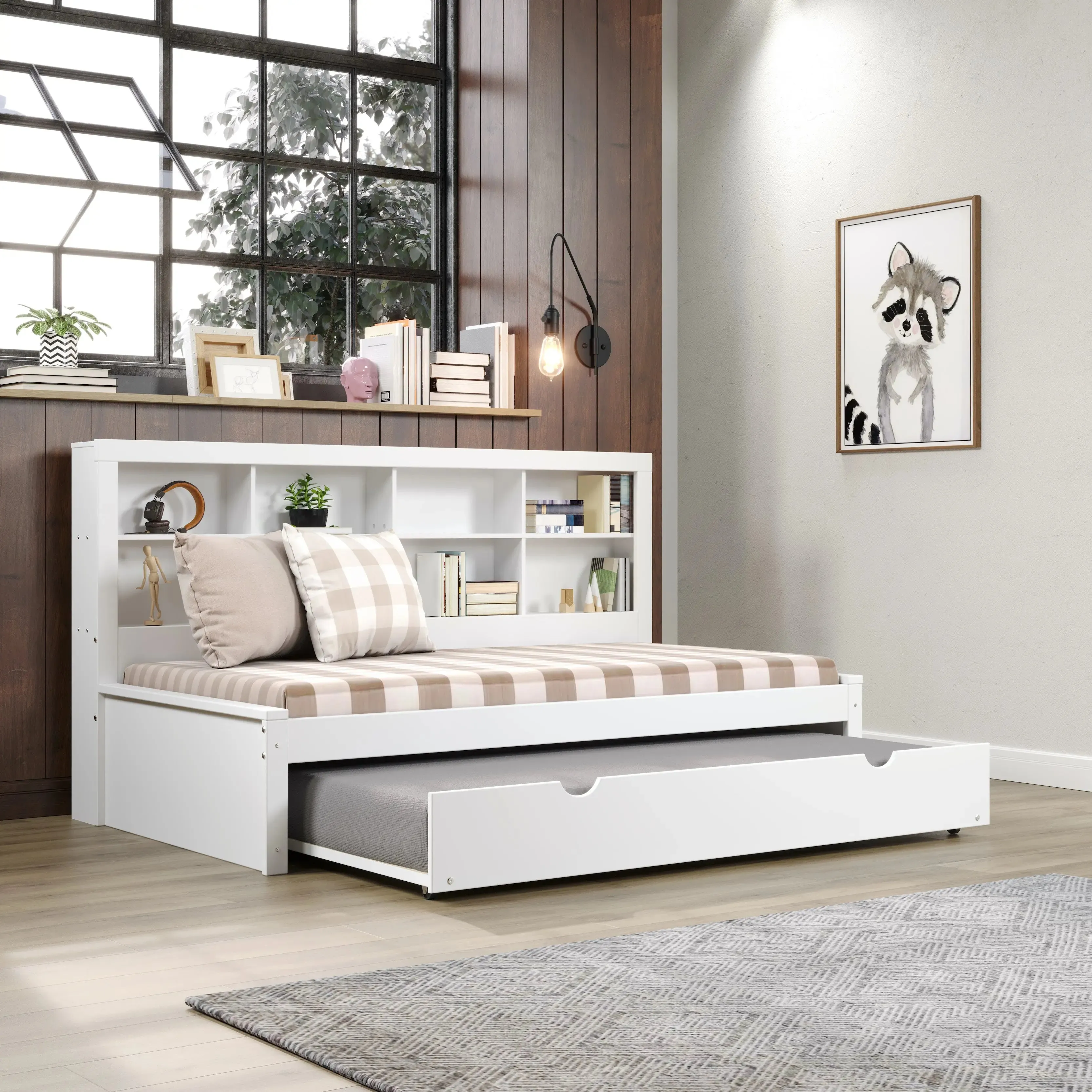 Bo Twin Bed Frame with Bookcase Headboard