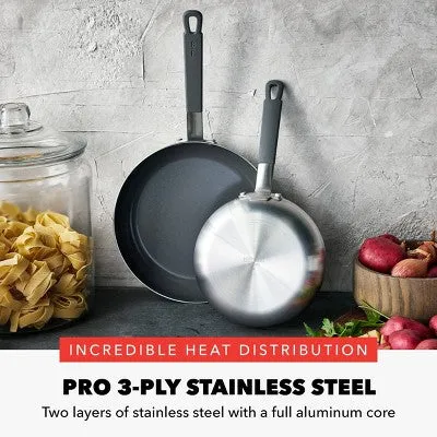 Bobby Flay 2pk (8" and 10") Stainless Steel Ceramic Nonstick Fry Pan Set