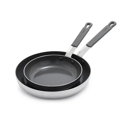 Bobby Flay 2pk (8" and 10") Stainless Steel Ceramic Nonstick Fry Pan Set