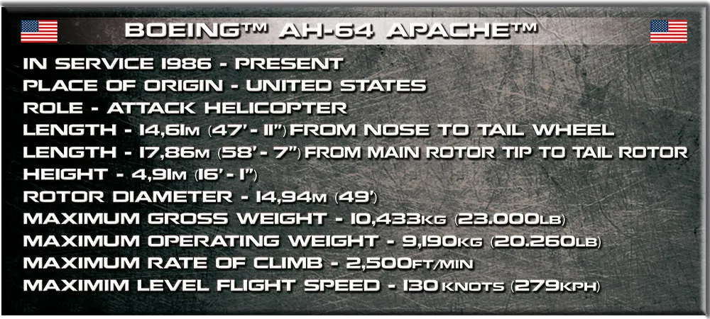 Boeing AH-64 Apache Helicopter 510 Piece Block Kit