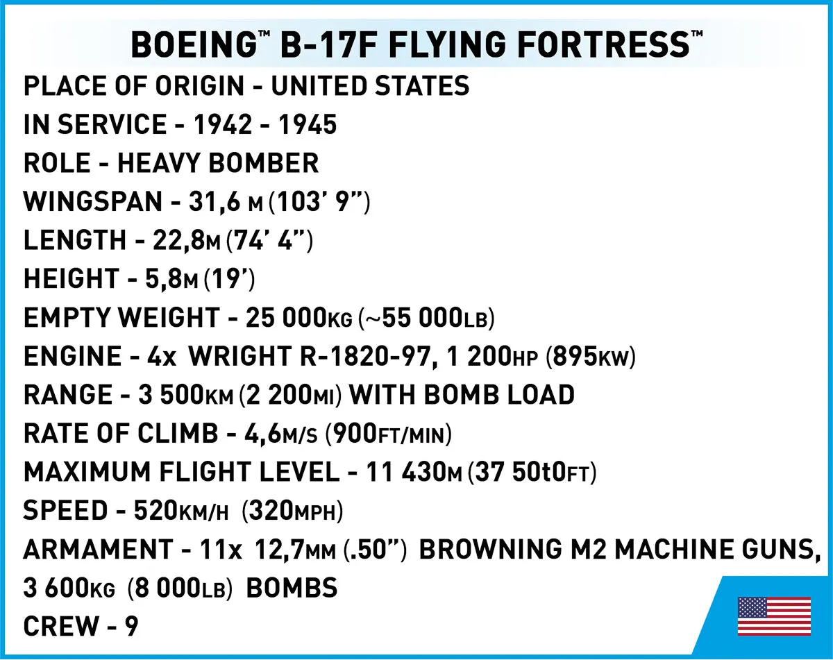 Boeing B-17F Flying Fortress “Memphis Belle”, 1/48 Scale 1376 Piece Block Kit