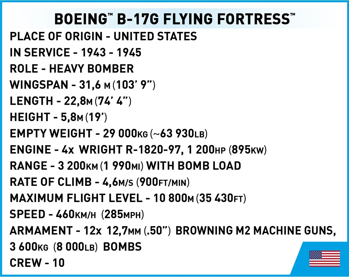 Boeing B-17G Flying Fortress 1/48 Scale 1210 Piece Block Kit