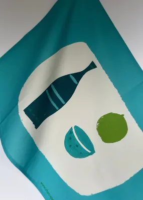 Bottle Tea Towel - Aqua    Teal