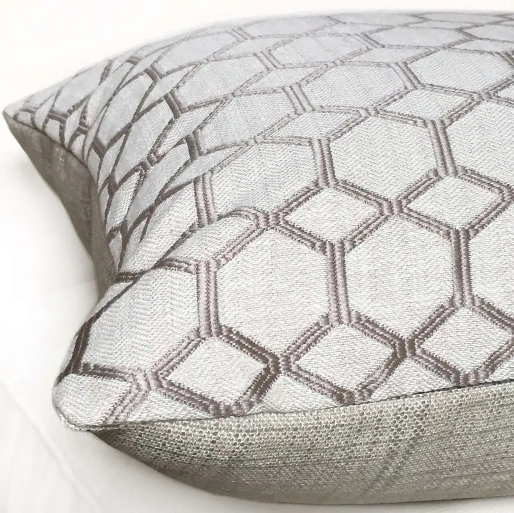 Brooke Gray Geometric Interlocked Hexagons Pillow Cover