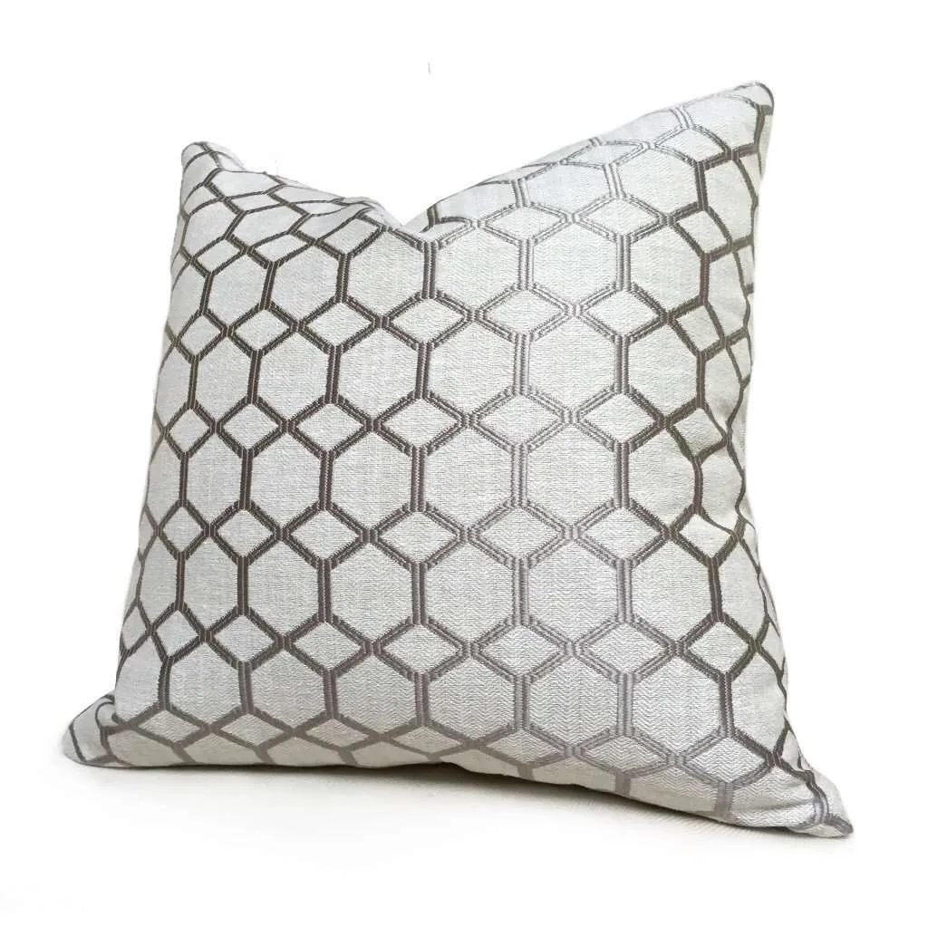 Brooke Gray Geometric Interlocked Hexagons Pillow Cover