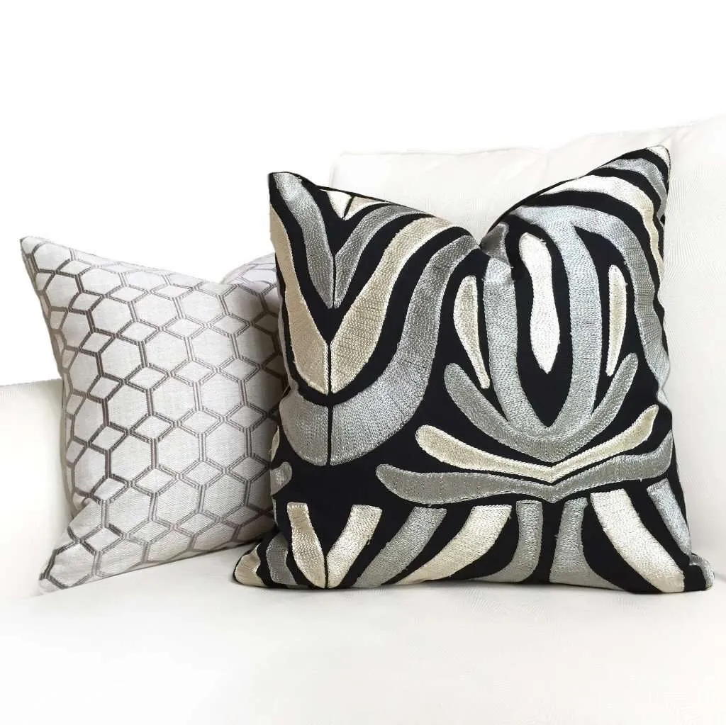 Brooke Gray Geometric Interlocked Hexagons Pillow Cover