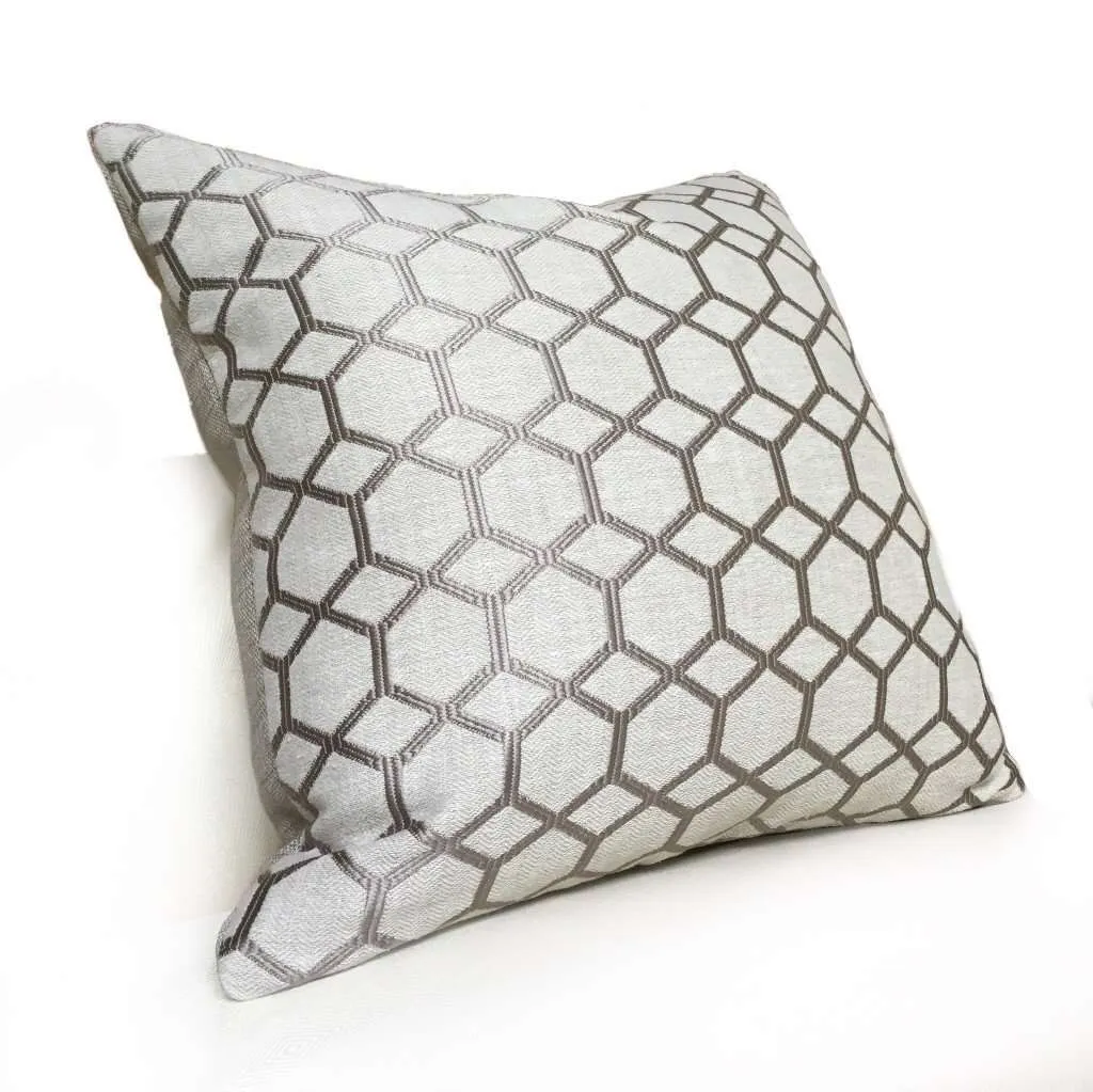 Brooke Gray Geometric Interlocked Hexagons Pillow Cover