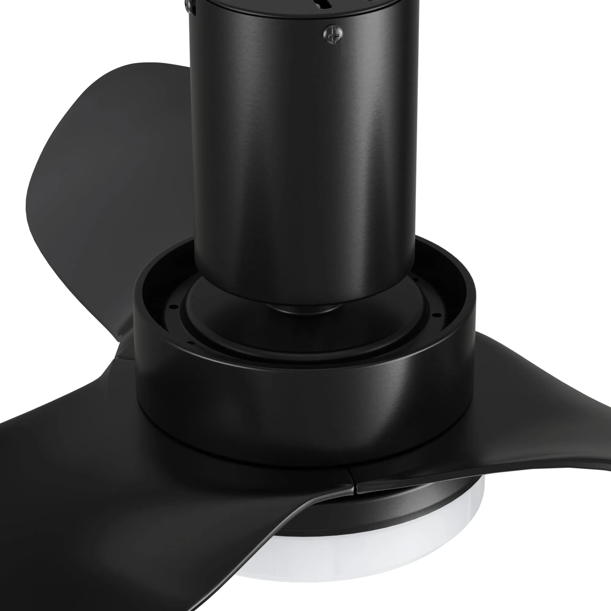 BUDE 36 inch 3-Blade Low Profile Ceiling Fan with LED Light & Remote Control - Black/Black