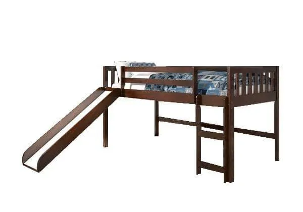 Caleb Dark Wood Loft Bed with Slide