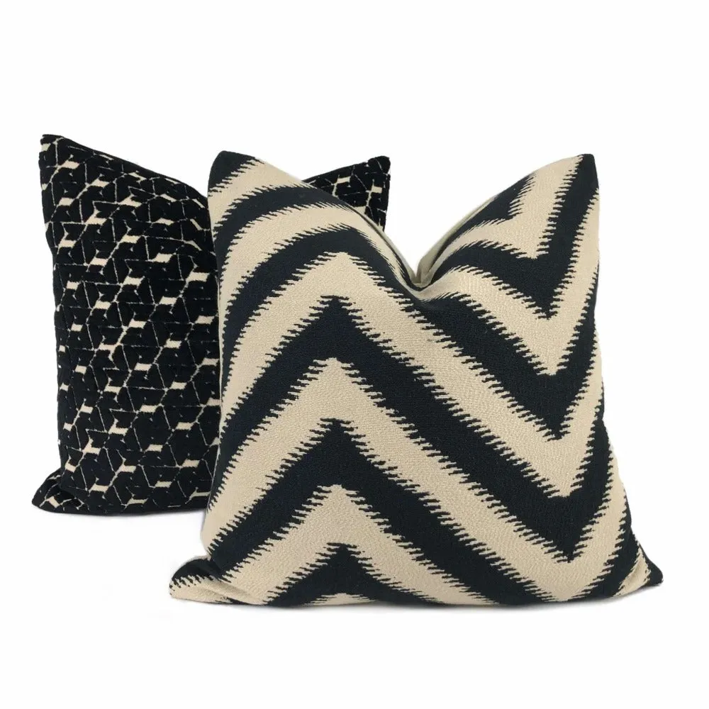 Camberwell Black Beige Serrated Chevron Pillow Cover