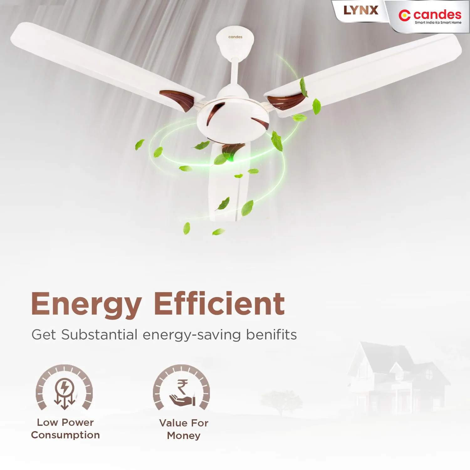 Candes Lynx 1200mm / 48 inch High Speed Decorative 405 RPM (100% CNC Winding) Ceiling Fan 2 Yrs Warranty, Pack of 2 (Ivory)