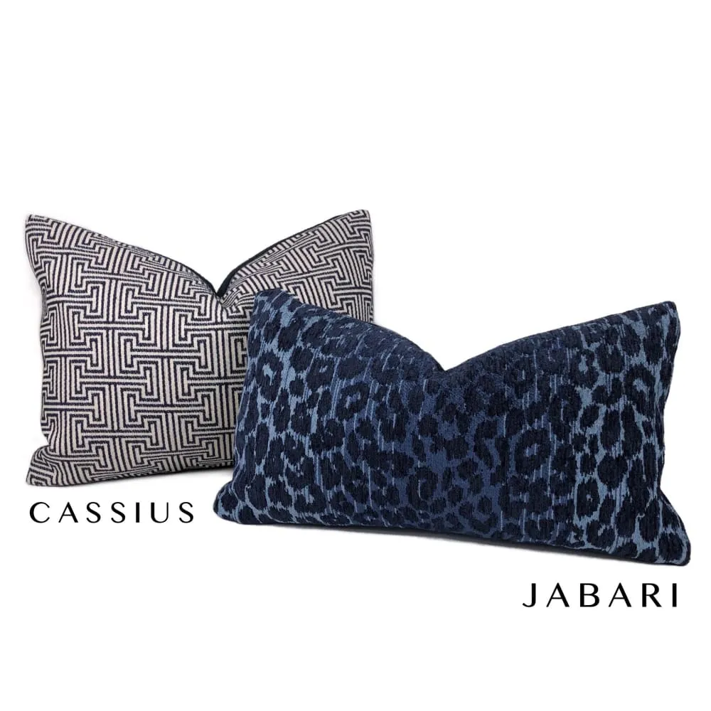 Cassius Navy Blue Greek Key Pillow Cover