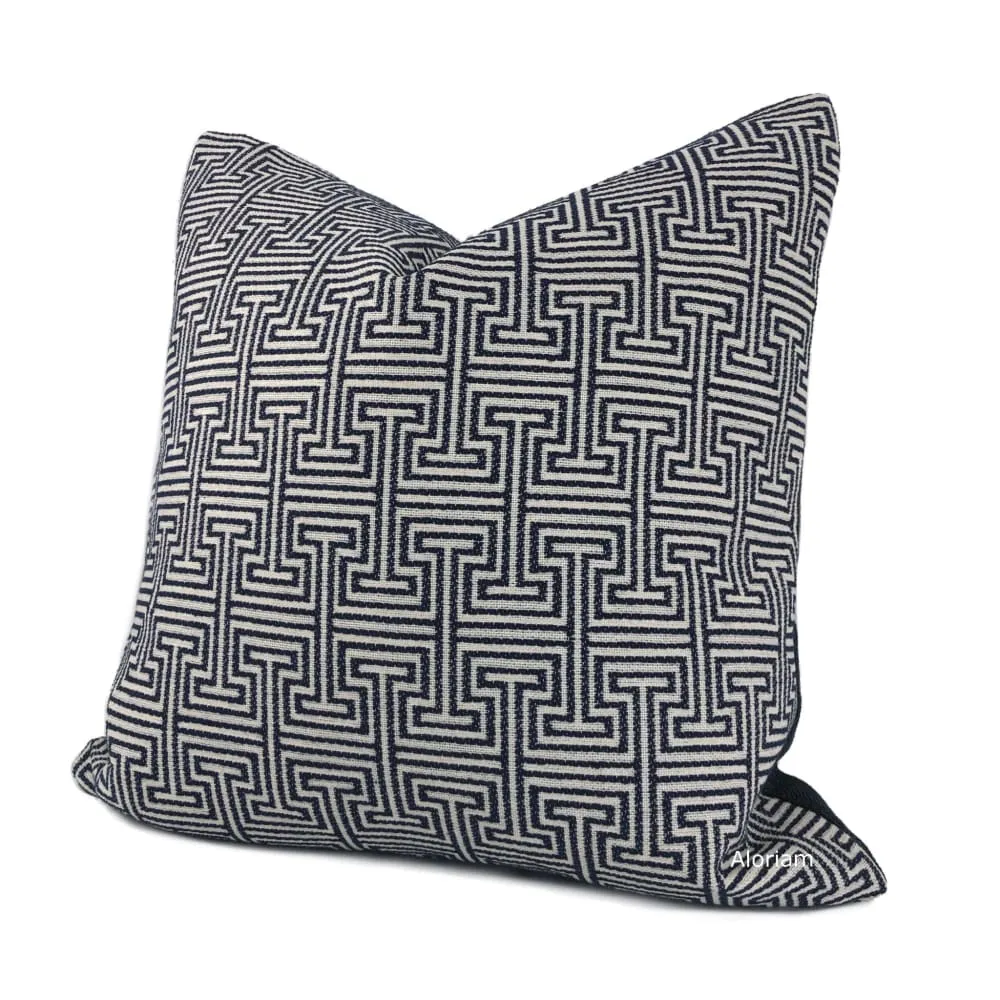 Cassius Navy Blue Greek Key Pillow Cover