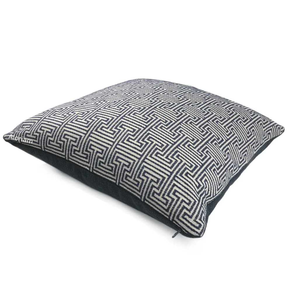 Cassius Navy Blue Greek Key Pillow Cover