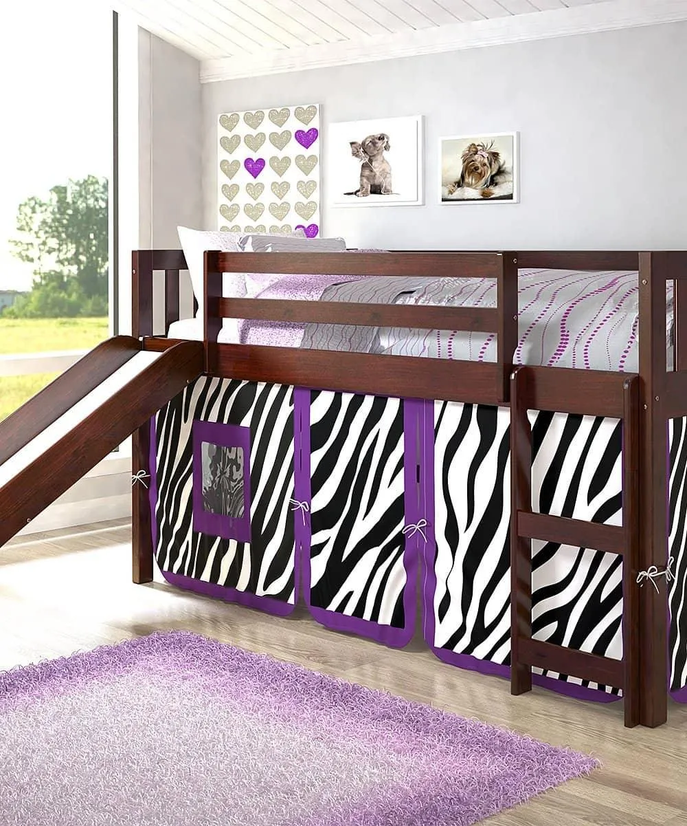 Chloe Loft with Slide & Purple Zebra Tent