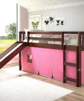 Chloe Low Loft with Slide & Pink Tent