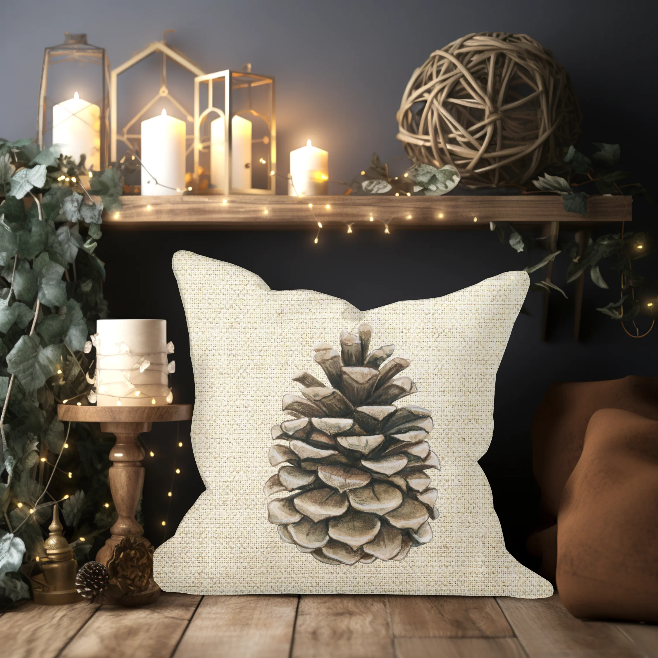 Christmas Pillow Cover, Rustic Pillow Cover, Rustic Farmhouse Holiday Pillow Cover, Holiday Decor Pillow Cover