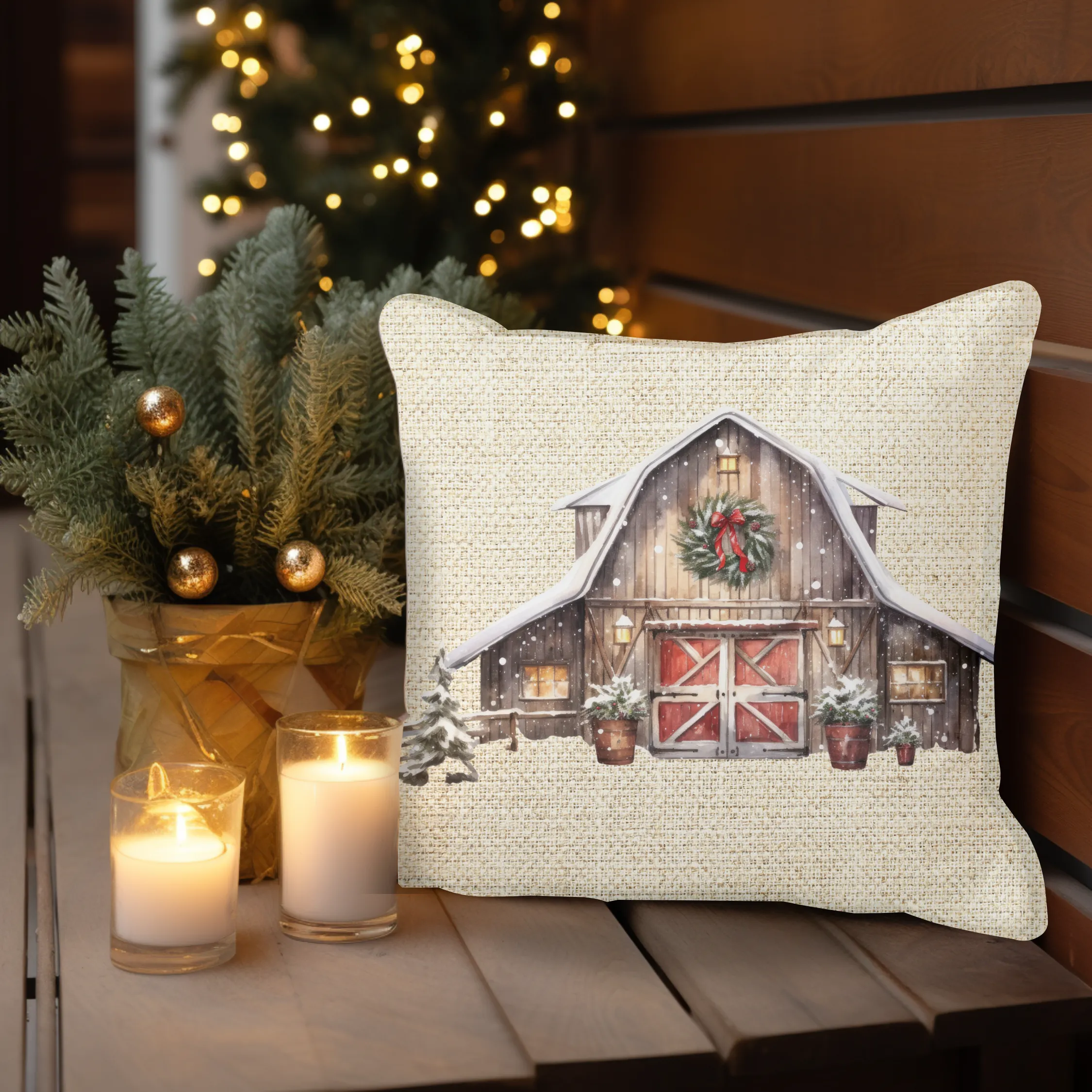 Christmas Pillow Cover, Rustic Pillow Cover, Rustic Farmhouse Holiday Pillow Cover, Holiday Decor Pillow Cover