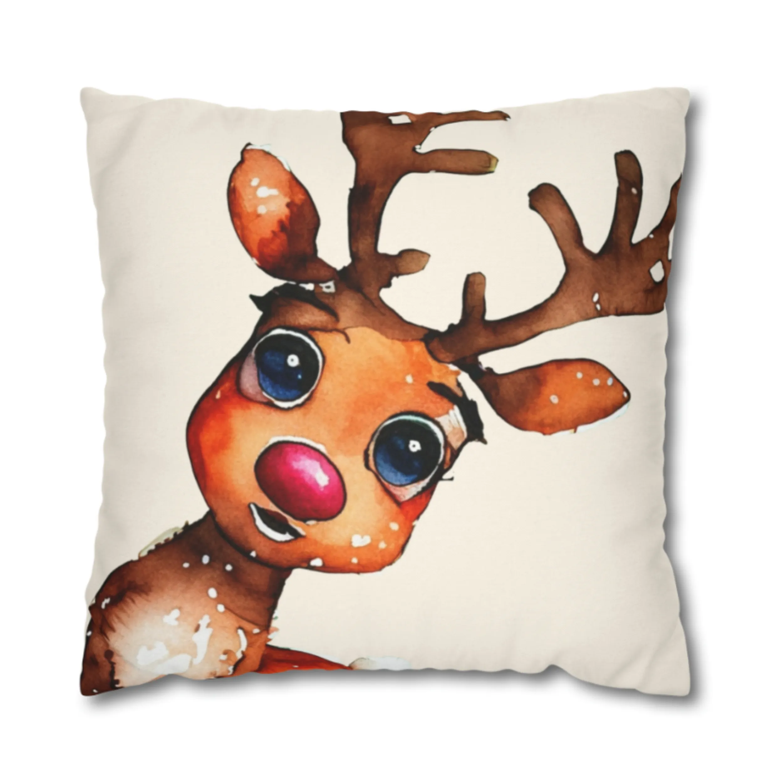 Christmas Pillow Covers, Country Square Covers, Rudolph Decor, Reindeer Pillowcase Set, Christmas Farmhouse Decor