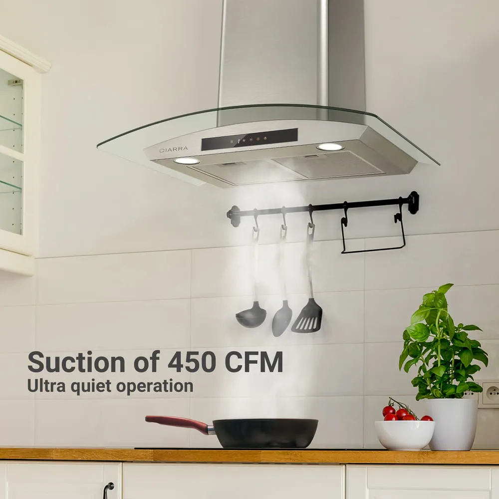 CIARRA 30 inch Wall Mount Range Hood with 3-speed Extraction CAS75502-OW