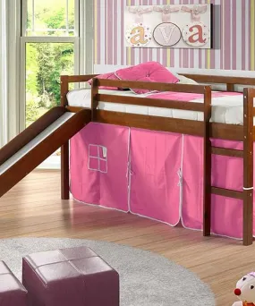 Clara Loft Bed with Slide & Pink Tent