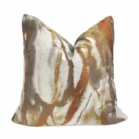 (CLEARANCE) Miravel Copper Gold Brown Abstract Pillow Cover