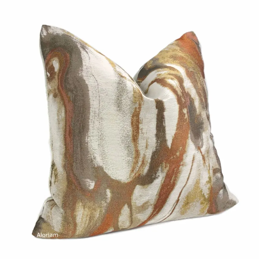 (CLEARANCE) Miravel Copper Gold Brown Abstract Pillow Cover