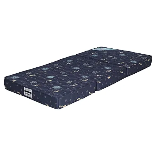 COLOFLY Three Fold 4 inch High Density Soft Bounce PU Foam Mattress Navy Blue (Single 72x35x4 inch)