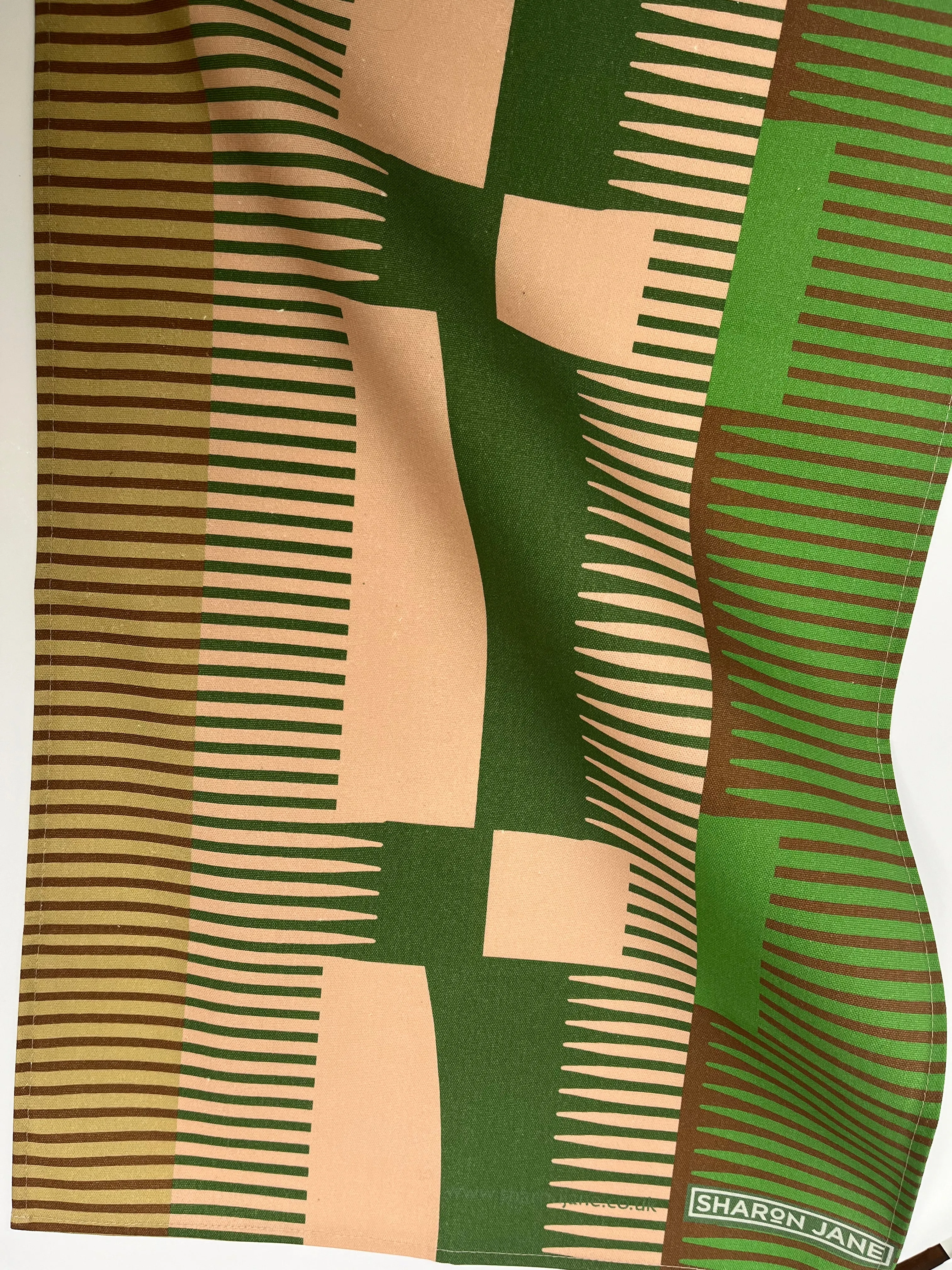 Combed Stripe Tea Towel - Emerald   Plaster