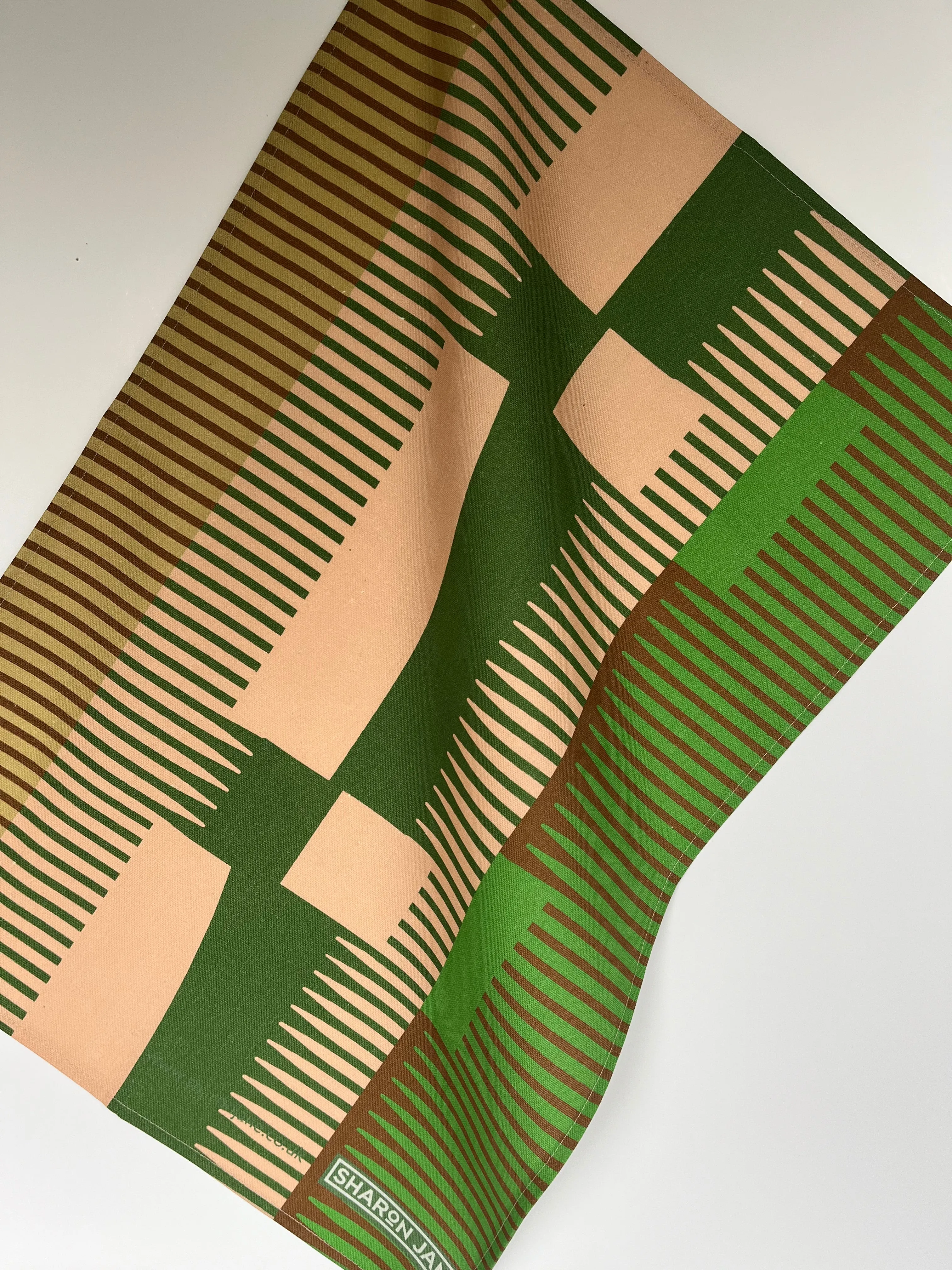 Combed Stripe Tea Towel - Emerald   Plaster