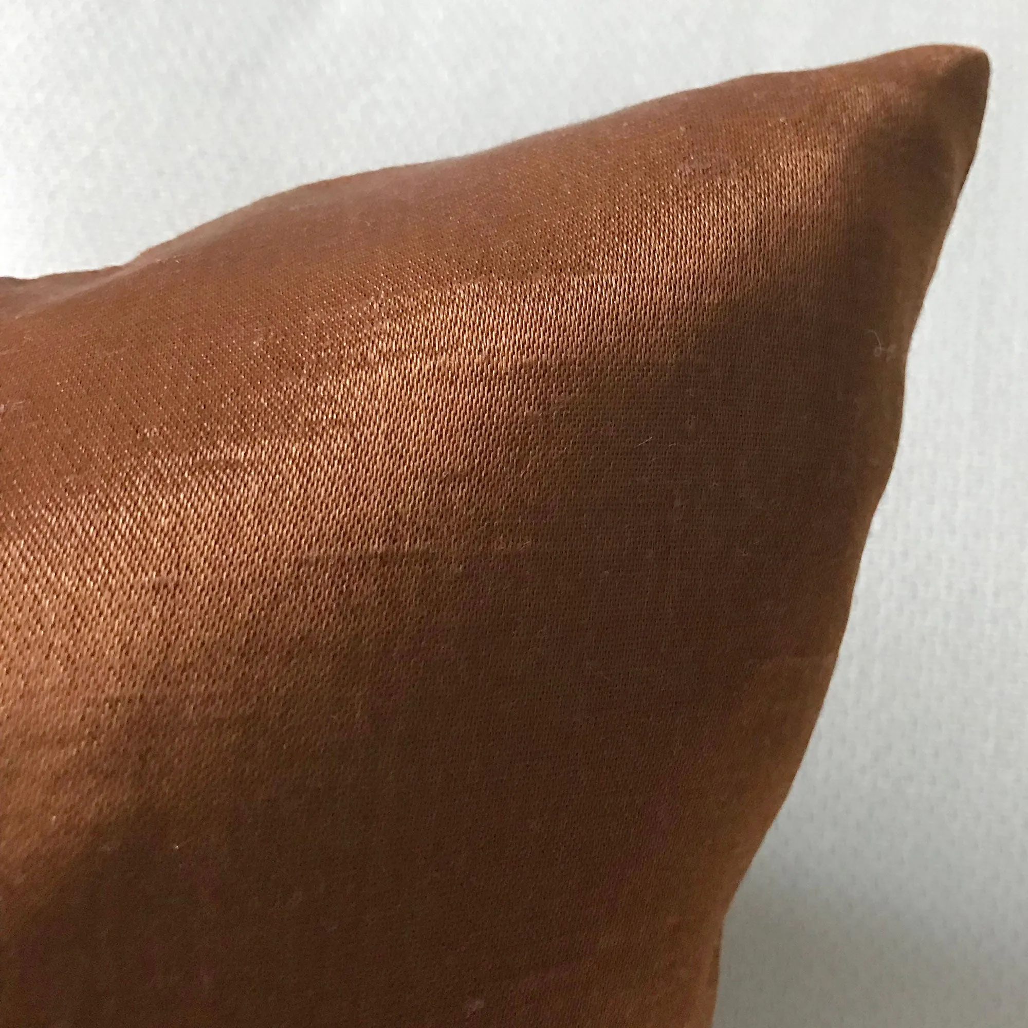 Copper Solid Faux Silk Throw Pillow Cover 20x20