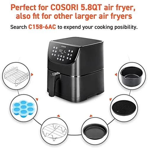 COSORI Air Fryer Oven Combo 5.8QT Max Xl Large Cooker (Cookbook with 100 Recipes), One-Touch Screen with 11 Precise Presets and Shake Reminder, Nonstick and Dishwasher-Safe Square Design Basket, Black